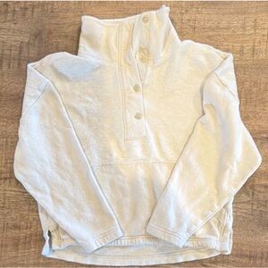 REI White Button-Up Pullover Sweater